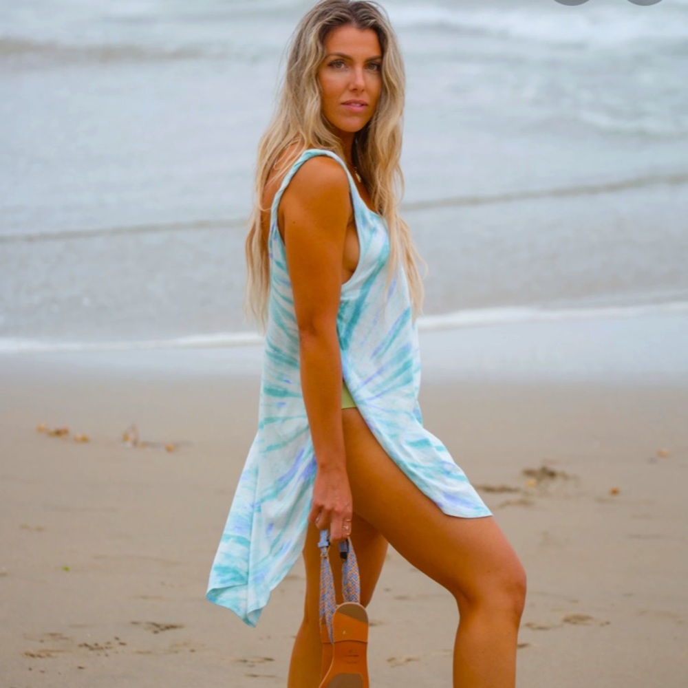 L’Space Tie Dye Blue Purple Tank Cover-Up